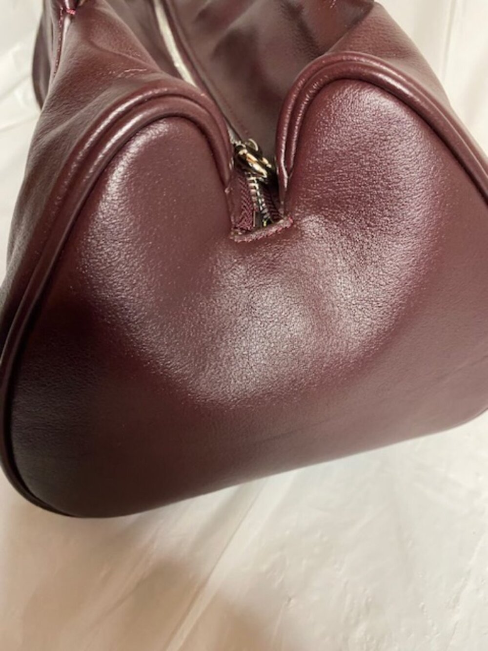 Leather Women’s Burgundy Pillow-Shaped Baguette Shoulder Bag - Picture 7 of 8